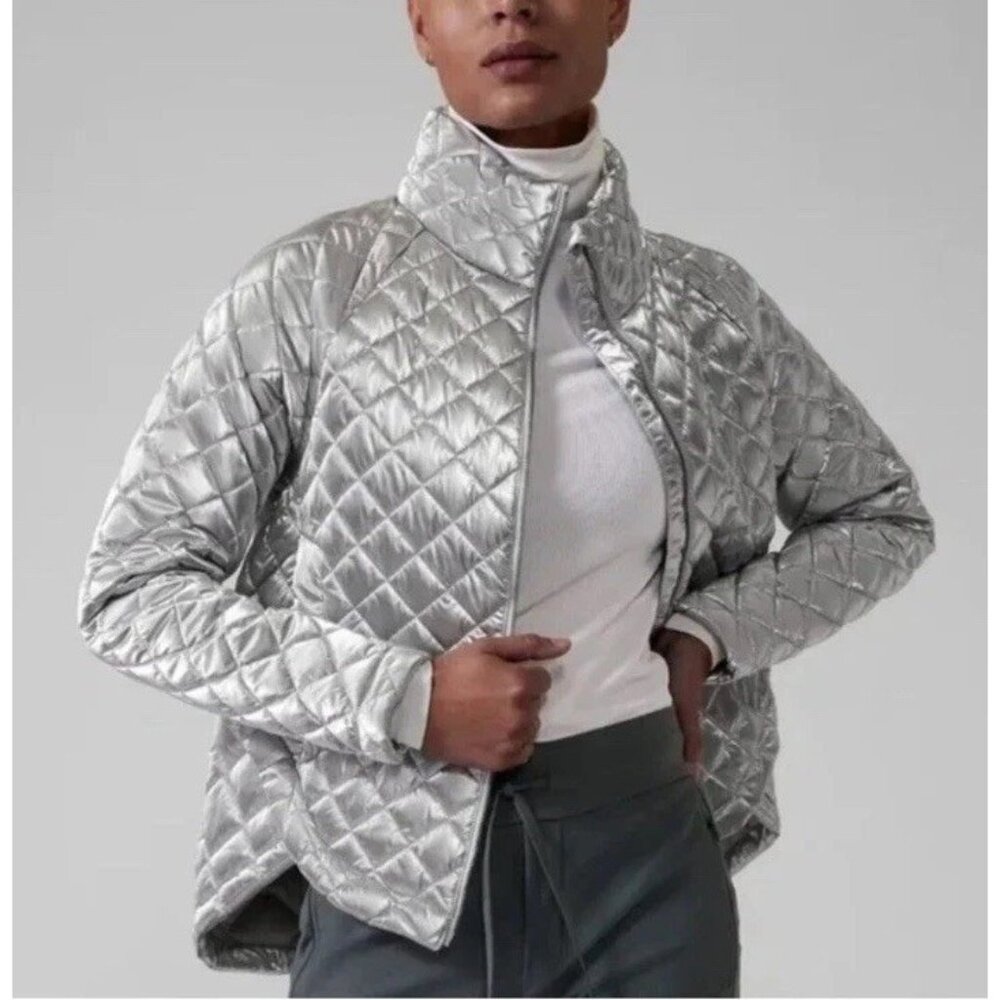 Athleta Silver Quilted Jacket